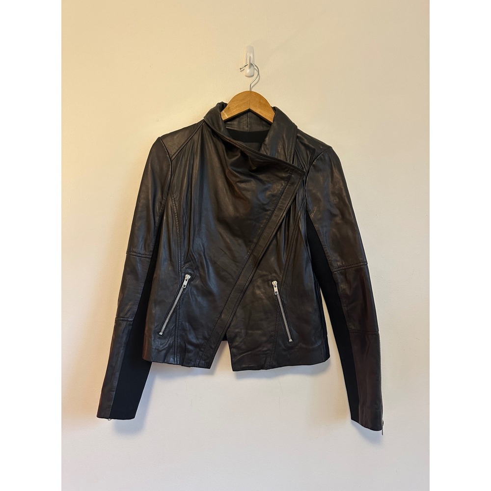 NWT Trouve Black Leather Asymmetric Moto Jacket | Size Small